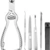 Thumbs Up 6-Delige Nagel Set - Ingegroeide Teennagel - Nageltang Met Bufferveer- Teennagelknipper - Nagelknipper Set - Zilver