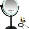 Metalen Verlichte Make-up LED Spiegel Mat Zwart 10x Vergroting 19cm Doorsnee, Inculsief 4x AA Batterijen En USB Stroomkabel -Cosmetische Kortingen Winkel 985x1200 5