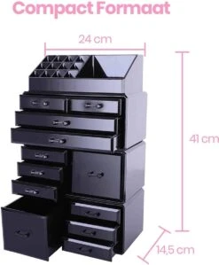 Confibel XXL Acryl Make-up Cosmetica Organizer - Verstelbare Lades - Sieraden/Make-up/Cosmetica Organizer - 11 Compartimenten - Zwart -Cosmetische Kortingen Winkel 991x1200 6