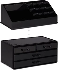 A&K 2in1 Make-up Organizer - 4 Lades Cosmetica Opbergdoos - Kaptafel - Zwart -Cosmetische Kortingen Winkel 997x1200 6